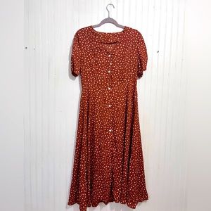 Burnt orange button dress